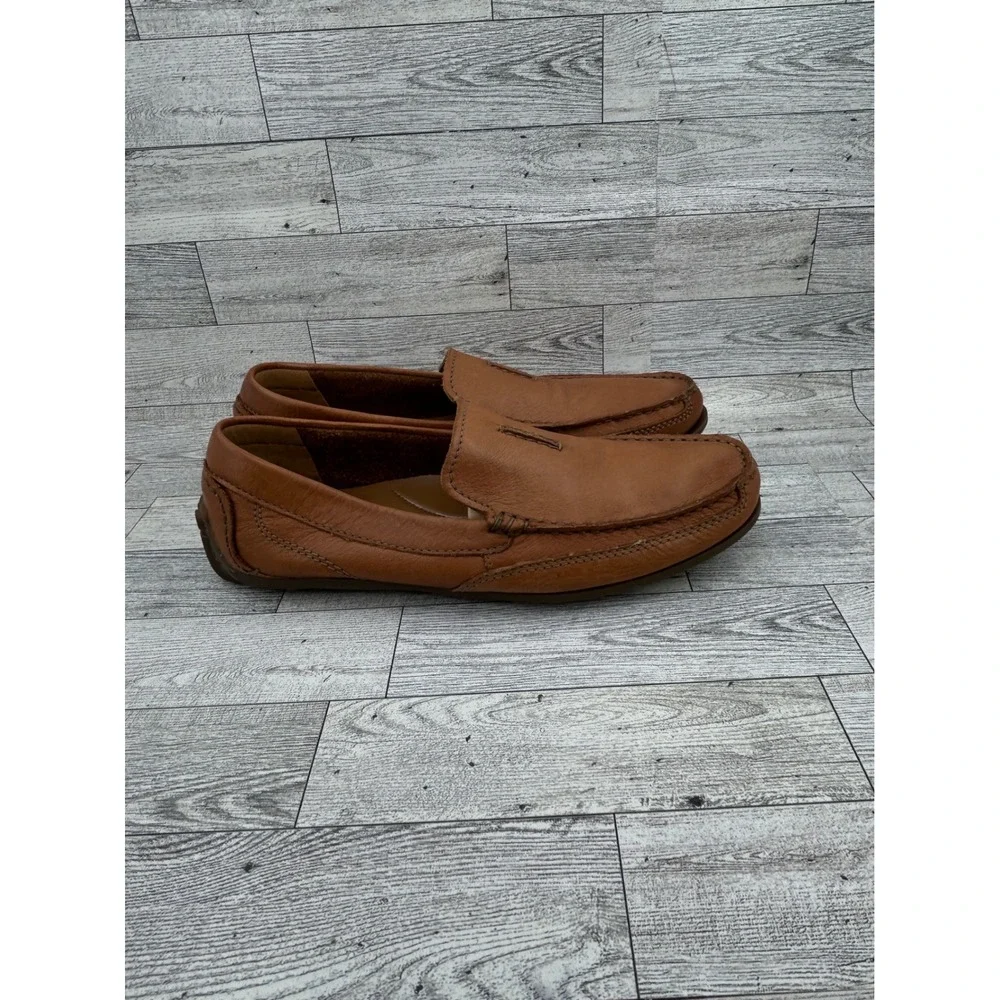 Clarks Men Tan Leather Slip On Loafers‎ Cushion Soft Shoes Sz 8.5M 261342907075